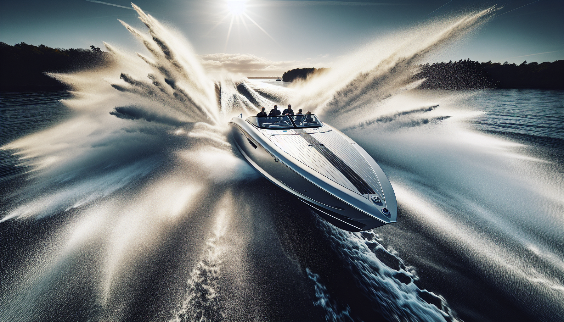 Sports boat at full speed on open water illustrating the thrill side of the performance car vs sports boat debate