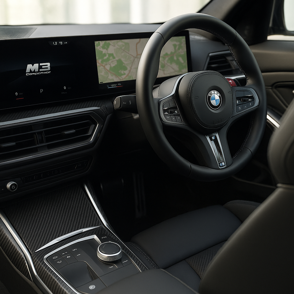 BMW M3 Competition interior cabin detail highlighting the technology assessed in our BMW M3 Competition 2026 review