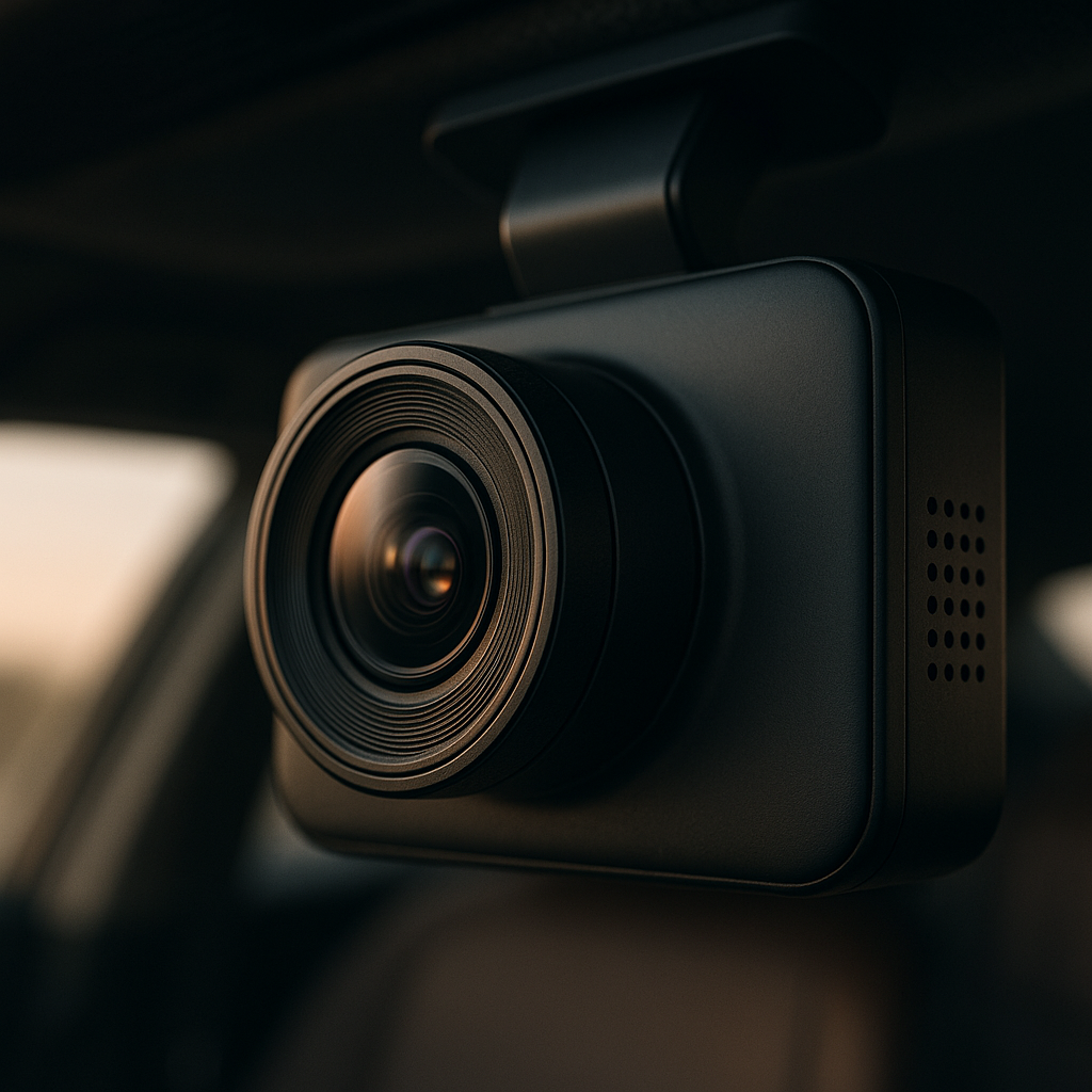 Close-up of premium dash cam lens relevant to best dash cams UK 2026 review