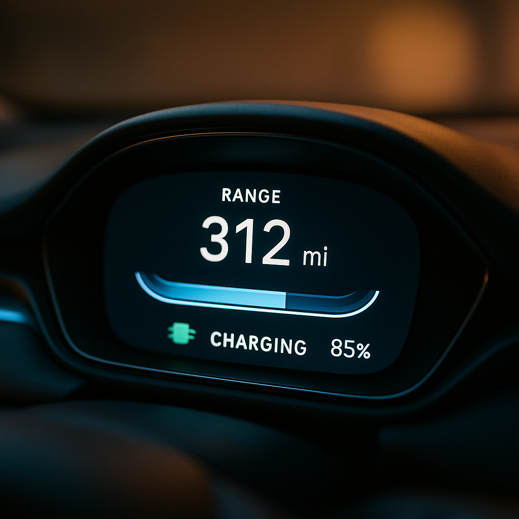 Electric car dashboard display reflecting UK car market 2026 EV technology advances